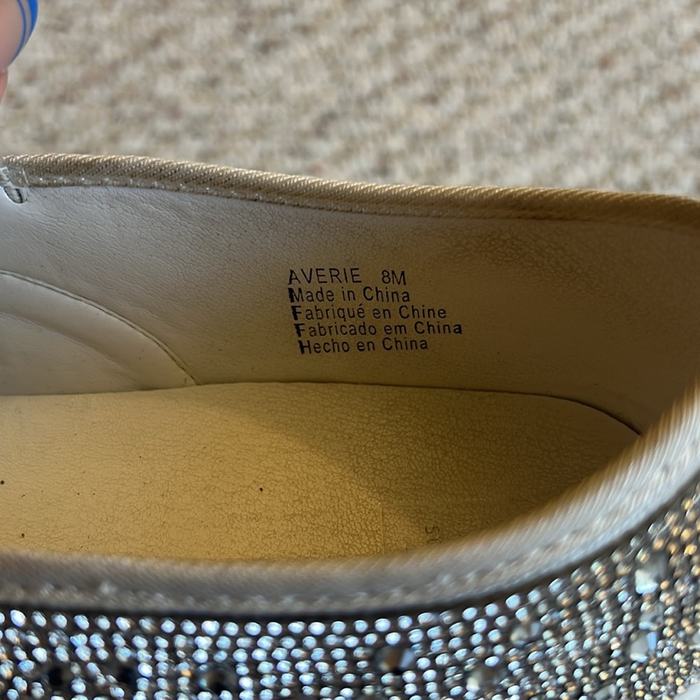 David's Bridal Champagne Crystal Embellished Slip-On Sneakers - Picture 3 of 4